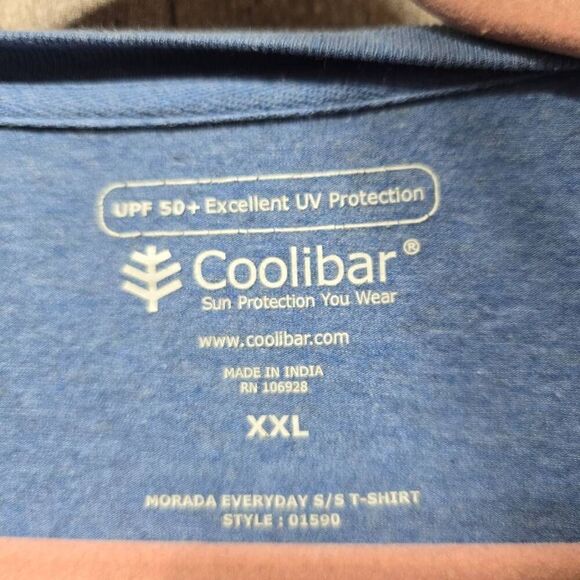 Coolibar Men's Morada Everyday Short Sleeve T-Shirt UPF 50 Clear Sky Blue - Picture 5 of 6